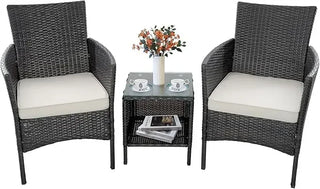 Terrace Furniture Set with PE Rattan Wicker Chairs