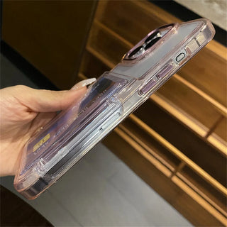 Transparent Card Slot Holder iPhone Case, Shockproof Clear Acrylic Wallet Case with PC + TPU Bumper Protection for iPhone 17 16 15 14 13 12 11 Series