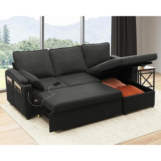 Sofa Bed Sleeper Pull Out 2 in 1 Sectional Sleeper Sofa with Storage, USB Station