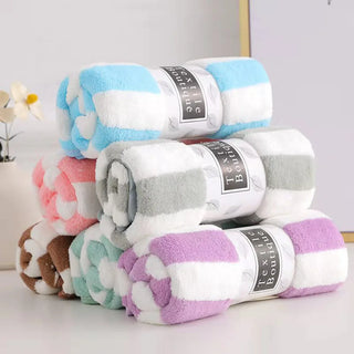 Coral Fleece Microfiber Striped Face Towel