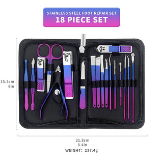Prism 18-Piece Gradient Stainless Steel Mani & Pedi Kit