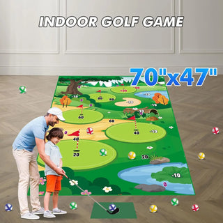 VATOS Golf Chipping Game Mat with Club Practice Training – Indoor/Outdoor Hitting Mat Set with 20 Balls