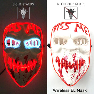 Wireless Neon LED Purge Mask – Glow-in-the-Dark Cosplay Horror Mask