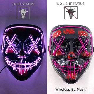 Wireless Neon LED Purge Mask – Glow-in-the-Dark Cosplay Horror Mask