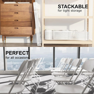 10-Pack White Folding Chairs – Portable Plastic Stackable Event & Party Seating