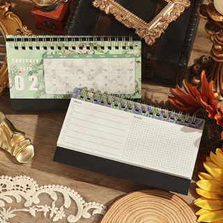 2025 Vintage Painting Coil Desk Calendar With Memo Notes