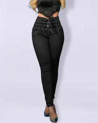 MamiCurve Lace-Up High Waist Jeans