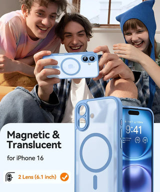 Magnetic Matte Translucent Armor iPhone Case, Shockproof MagSafe-Compatible Wireless Charging Cover for iPhone 17 16 15 14 13 12 11 Series