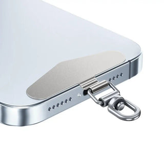 360° Rotatable Steel Phone Tether Tab – Ultra-Thin Metal Patch Lanyard Connector for All Smartphones