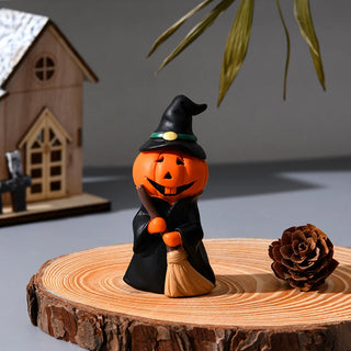 Cute Halloween Decor Set – Mini Ghost Pumpkin Resin Figurines