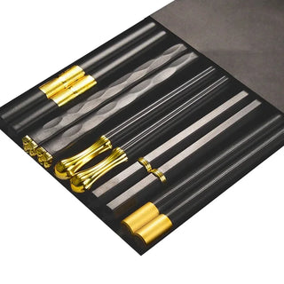 Luxury Chopsticks Gift Set – Nordic-Style Alloy and Pakkawood Non-Slip Heat-Resistant Reusable Chopsticks