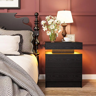 Touch of Modern Nightstand with LED Light and 2 Drawers