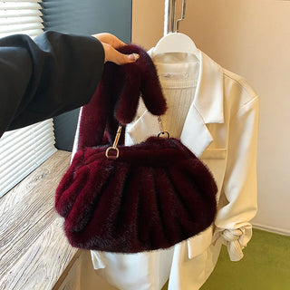 Wrinkled Cloud Shoulder Bag - Luxe Winter Fluff Meets Everyday Function