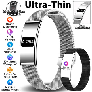 Ultra Thin Smart Fitness Bracelet – Heart Rate, Sleep & Activity Tracker Watch Compatible with Android & iOS