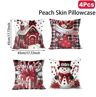4pcs Christmas Cushion Covers – Merry Christmas Linen Pillowcases