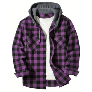 Button-Up Classic Plaid Smart Casual Hooded Flannel