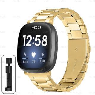 Premium Stainless Steel Watch Band for Fitbit Versa 2 – Adjustable Metal Strap