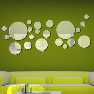 26 Pcs 3D Round Acrylic Mirror Wall Stickers