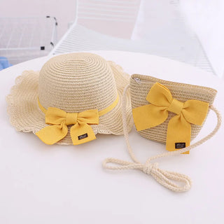 Kids/Young Women's 2-Piece Summer Straw Hat & Crossbody Set