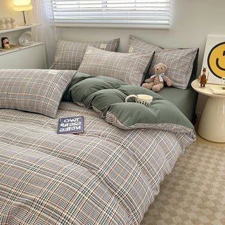 Nordic Plaid Washed Cotton Bedding Set