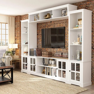 FUFU&GAGA Modern Media Center with Glass Cabinets