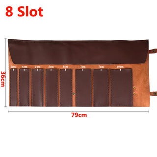PU Leather 8-Slot Chef Knife Roll Bag – Portable Chef’s Knife Carry Case