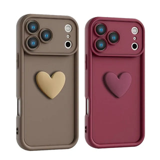 Luxury Cute 3D Love Heart Soft iPhone Case, Full Coverage Shockproof Matte Candy Phone Cover