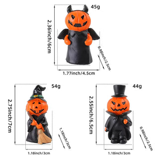 Cute Halloween Decor Set – Mini Ghost Pumpkin Resin Figurines