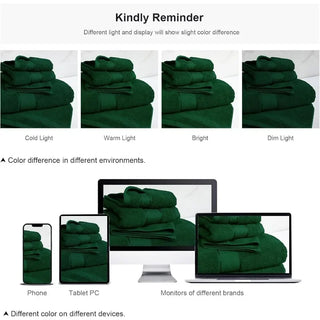 Luxury 6-Piece Turkish Cotton Towel Set | Formal Green | 100% Pure Cotton | 650 GSM | Soft, Absorbent, Durable