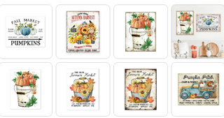 Country Farm Style Fall Pumpkin Retro Posters & Prints