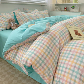 Nordic Plaid Washed Cotton Bedding Set