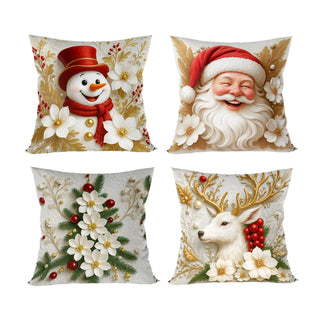 4pcs Christmas Cushion Covers – Merry Christmas Linen Pillowcases