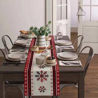 2024 Christmas Snowflake Linen Dining Table Runners