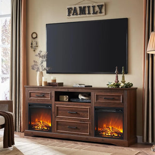 Rustic Entertainment Center with Double Fireplaces