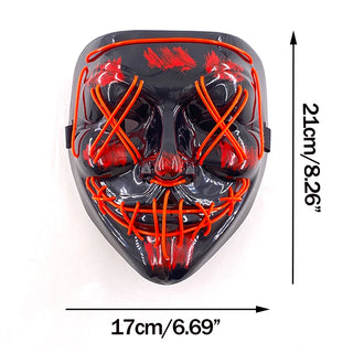 Wireless Neon LED Purge Mask – Glow-in-the-Dark Cosplay Horror Mask