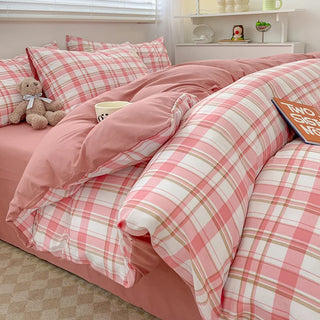 Nordic Plaid Washed Cotton Bedding Set
