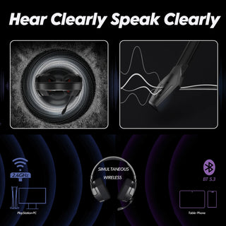 NUBWO G06 Wireless Gaming Headset 2.4GHz Bluetooth 5.3 with Mic 50mm Drivers