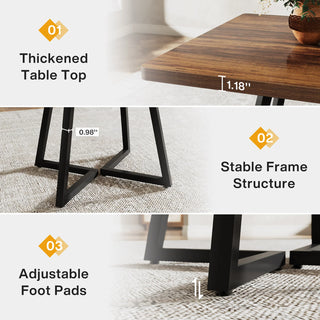 Square Dining Table for 4 – 31.5" Rustic Industrial Kitchen Table with Sturdy Metal Base