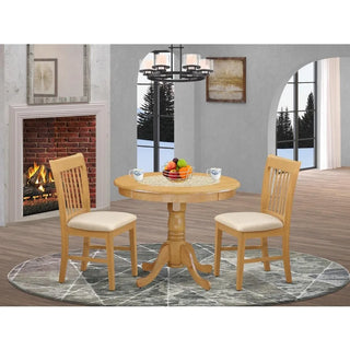 ANNO 5 Piece Round Dining Room Table with Pedestal and 4 Wood Seat Chairs