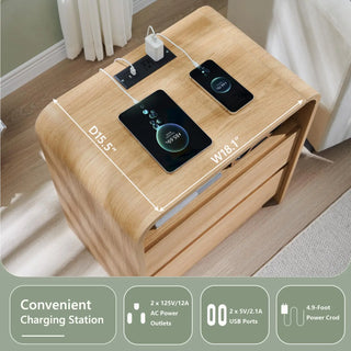 Aitjunz Modern Morocco Nightstand with Charging Station