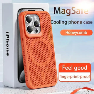 Honeycomb Cooling Magnetic iPhone Case – Breathable Heat-Dissipation Hard Cover for MagSafe