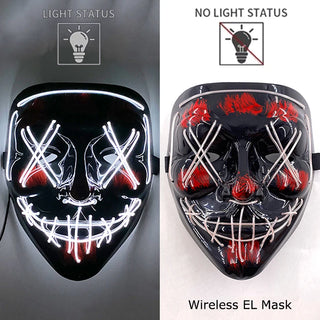 Wireless Neon LED Purge Mask – Glow-in-the-Dark Cosplay Horror Mask
