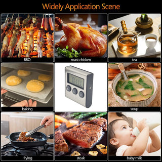 Digital Cooking Thermometer for Oven, BBQ Grill w/ Timer Function