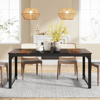 Tribesigns Industrial Dining Table – Rectangular Kitchen Table for 6–8 People