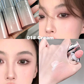 Air Cushion Blush Stick, Natural Dewy Face Rouge with Sponge Applicator, Long-Lasting Lip & Cheek Tint, Easy-Blend Makeup Stick