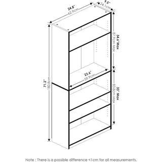 Furinno Jaya Simply Home 5-Tier Adjustable Shelf Bookcase