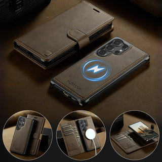 Detachable 2-in-1 Leather Wallet Case for Samsung Galaxy – Magnetic Card Holder, Kickstand & MagSafe-Compatible Design