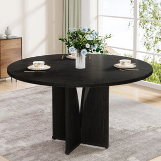 39" Round diner Table for 4 – Rustic Wooden Meeting Table with Sturdy Base