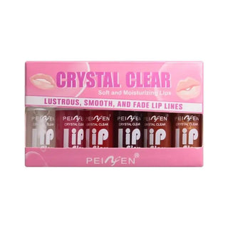 6-Piece Glass Mirror Lip Gloss Set, Hydrating Lightweight Lip Oil Gloss with Sheer Tint, Glossy Shimmer Finish, Peach Cherry Pink Shades