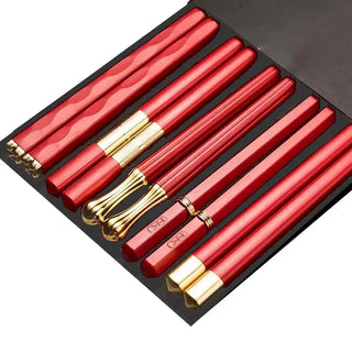 Luxury Chopsticks Gift Set – Nordic-Style Alloy and Pakkawood Non-Slip Heat-Resistant Reusable Chopsticks